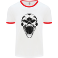 A Football Skull Soccer Footy Mens White Ringer T-Shirt White/Red