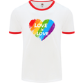 LGBT Love Is Love Gay Pride Day Awareness Mens White Ringer T-Shirt White/Red