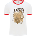 Explore Travel Orienteering Mountaineering Mens White Ringer T-Shirt White/Red