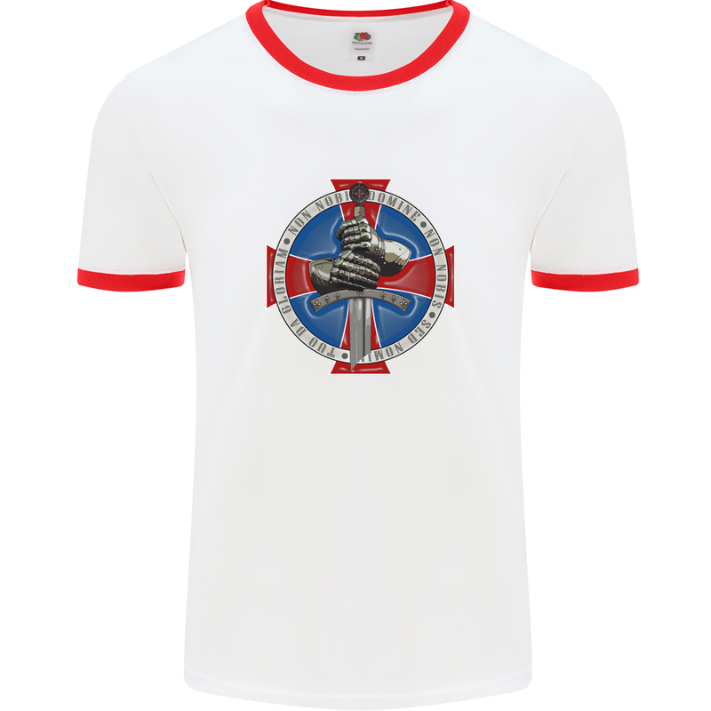 Non Nobis St. George Mens White Ringer T-Shirt White/Red