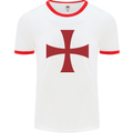 Knights Templar Cross Fancy Dress Outfit Mens White Ringer T-Shirt White/Red