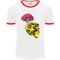 Mushroom Skull Toadstool Magic Gothic Mens White Ringer T-Shirt White/Red