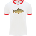 A Carp Fish Fishing Fisherman Mens White Ringer T-Shirt White/Red