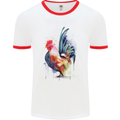 A Chicken Watercolour Mens White Ringer T-Shirt White/Red