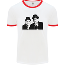Dick and Doof Aka Laurel & Hardy Mens White Ringer T-Shirt White/Red