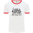 Fishing Rod for My Wife Fisherman Funny Mens White Ringer T-Shirt White/Red