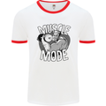 Gym Muscle Mode Bodybuilding Weightlifting Mens White Ringer T-Shirt White/Red