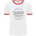 Vintage Year 23rd Birthday 2000 Mens Ringer T-Shirt White/Red