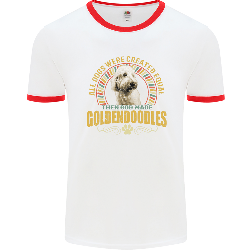 A Goldendoodle Dog Mens Ringer T-Shirt White/Red