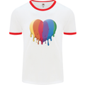 Gay Pride LGBT Heart Mens White Ringer T-Shirt White/Red