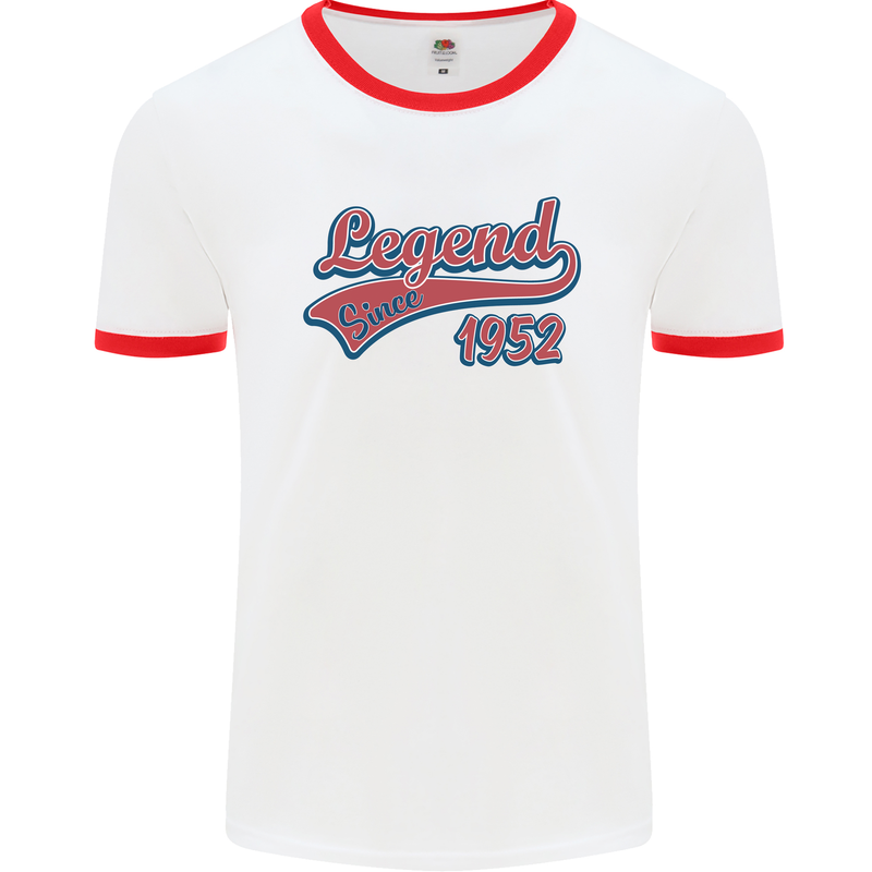 Legend Since 71st Birthday 1952 Mens Ringer T-Shirt White/Red