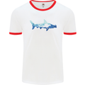 Hammerhead Shark Scuba Diver Diving Mens White Ringer T-Shirt White/Red