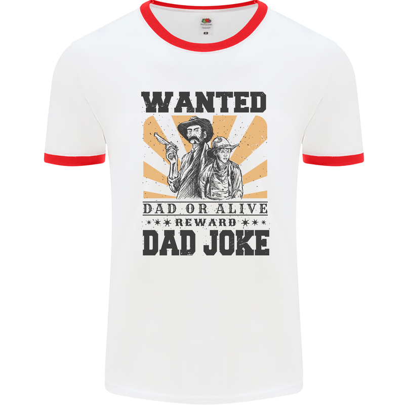 Father's Day Dad Joke Funny Cowboy Poster Mens Ringer T-Shirt White/Red