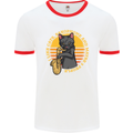 I Like Cats, Saxophones & Maybe 3 People Mens White Ringer T-Shirt White/Red