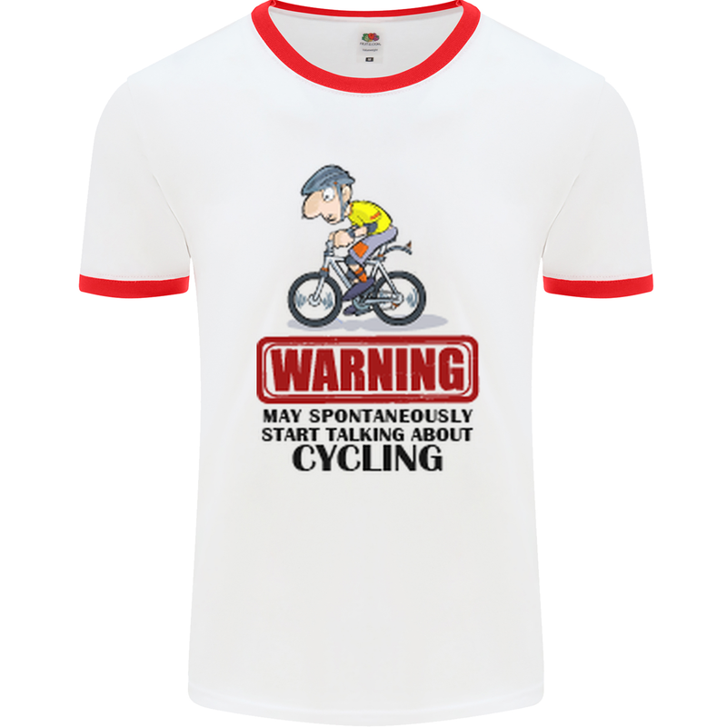 May Start Talking About Cycling Cyclist Mens White Ringer T-Shirt White/Red