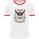 Nordic Warrior Viking Skull Mens Ringer T-Shirt White/Red