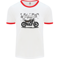 Cafe Racer Motorbike Motorcycle Biker Mens White Ringer T-Shirt White/Red