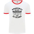 25th Wedding Anniversary 25 Year Funny Wife Mens Ringer T-Shirt White/Red