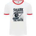 Shark Ahead Funny Scuba Diving Diver Mens White Ringer T-Shirt White/Red