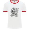 Inca Warrior Skull Gym Martial Arts MMA Axe Mens White Ringer T-Shirt White/Red