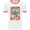 Retro Cinema Movie Night Films & TV Mens White Ringer T-Shirt White/Red