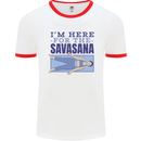 Funny Yoga Im Here For the Savasana Mens Ringer T-Shirt White/Red