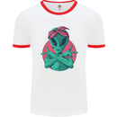 Funny Alien Gangster UFO 2Pac Rap Music Mens White Ringer T-Shirt White/Red