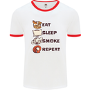 Eat Sleep Smoke Weed Repeat Drugs Cannabis Mens White Ringer T-Shirt White/Red