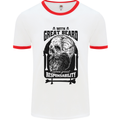 Great Beard Comes Great Responsibility Skull Mens White Ringer T-Shirt White/Red
