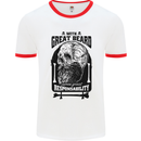Great Beard Comes Great Responsibility Skull Mens White Ringer T-Shirt White/Red