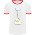 Funny Egg Guitar Acoustic Electric Bass Mens White Ringer T-Shirt White/Red