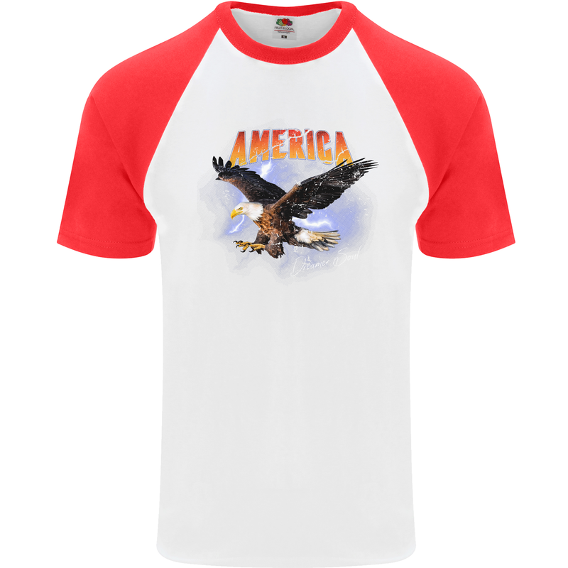 Eagle America Dreamer Soul Mens S/S Baseball T-Shirt White/Red
