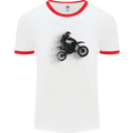 Abstract Motocross Rider Dirt Bike Mens White Ringer T-Shirt White/Red