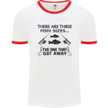 Three Fish Sizes Funny Fishing Fisherman Mens White Ringer T-Shirt White/Red