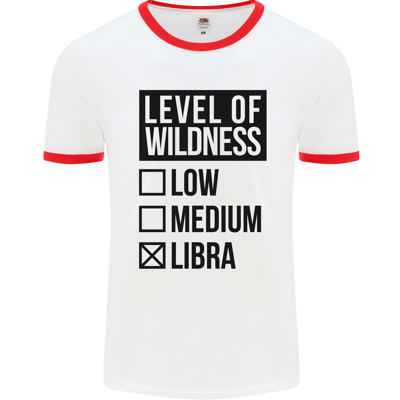 Levels of Wildness Libra Mens White Ringer T-Shirt White/Red