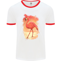 Flamingo Painting Mens White Ringer T-Shirt White/Red