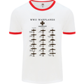 German War Planes WWII Fighters Aircraft Mens White Ringer T-Shirt White/Red