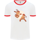 Ninjabread Men Funny Food Gym MMA Mens White Ringer T-Shirt White/Red