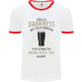 Hellow Darkness My Old Friend Funny Alcohol Mens White Ringer T-Shirt White/Red