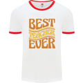 Best Teacher Ever Teaching Maths English Mens Ringer T-Shirt White/Red