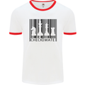 Chess Barcode Player Mens White Ringer T-Shirt White/Red