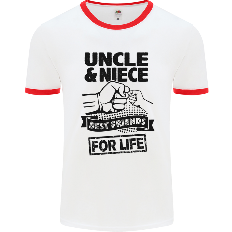 Uncle & Niece Friends for Life Funny Day Mens White Ringer T-Shirt White/Red