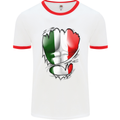 Gym Italian Flag Ripped Muscles Italy Mens White Ringer T-Shirt White/Red