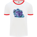 Cololurful Leopard Wild Cat Panther Mens White Ringer T-Shirt White/Red