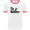 The Rodfather Funny Fishing Rod Father Mens White Ringer T-Shirt White/Red