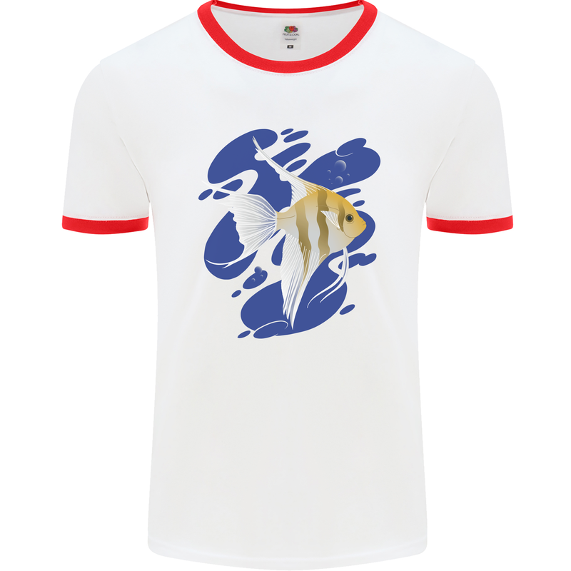 An Angel Fish in the Ocean Mens White Ringer T-Shirt White/Red