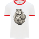 Bulldog Gym Bodybuilding Training Top Mens White Ringer T-Shirt White/Red