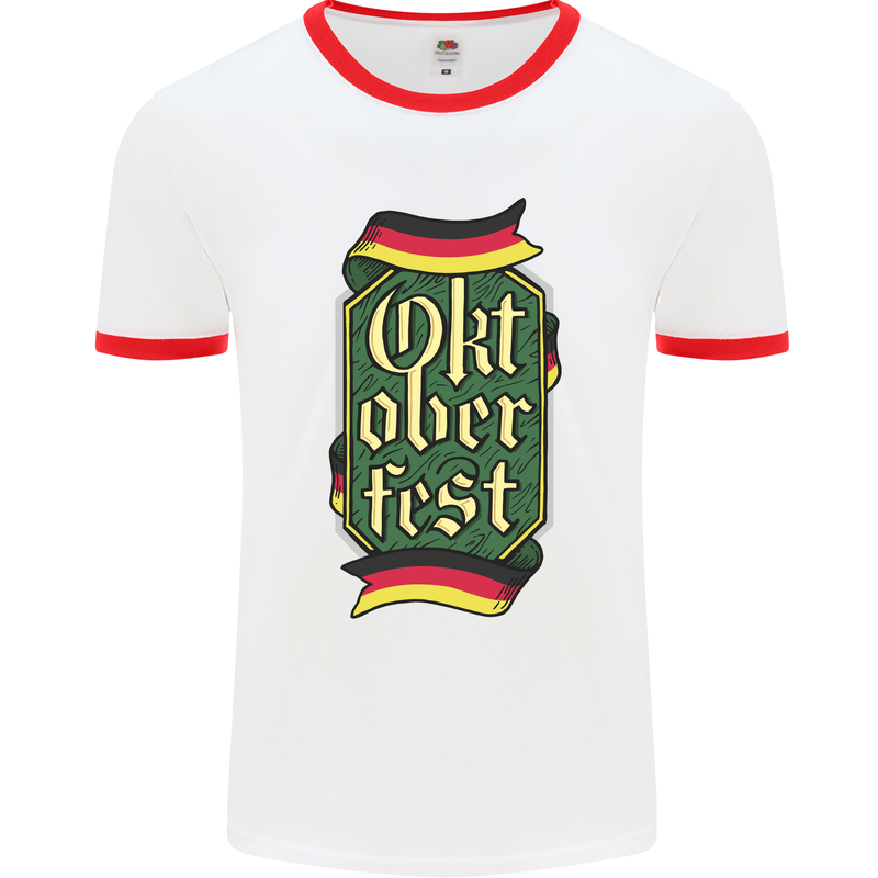 Germany Octoberfest German Beer Alcohol Mens White Ringer T-Shirt White/Red