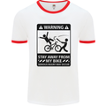 Stay Away From My Bike Cycling Cyclist Mens White Ringer T-Shirt White/Red