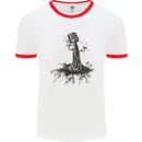Microphone Tree Music Singing Singer Mens White Ringer T-Shirt White/Red